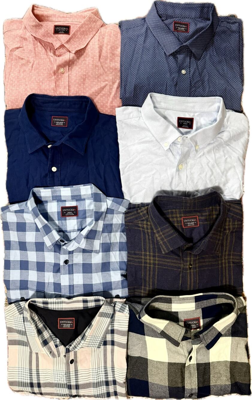 Lot of 8 UNTUCKit Men's Shirts Size 3XL & XXXLC Casual Plaid Flannel Button Down